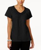 Jm Collection Cotton Crochet-trim Top, Created For Macy's