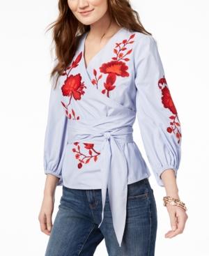 I.n.c. Embroidered Wrap Top, Created For Macy's