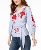 I.n.c. Embroidered Wrap Top, Created For Macy's