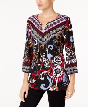 Jm Collection Printed Chain-detail Tunic, Created For Macy's
