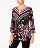 Jm Collection Printed Chain-detail Tunic, Created For Macy's