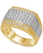 Men's Diamond Panel Ring (1 Ct. T.w.) In Two-tone 10k Gold