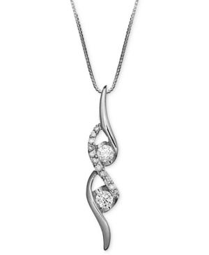 Sirena Diamond Two-stone Spiral Pendant Necklace In 14k Yellow Or White Gold (1/4 Ct. T.w.)