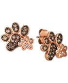 Le Vian Nude & Chocolate Diamond Paw Prints Stud Earrings (3/8 Ct. T.w.) In 14k Rose Gold