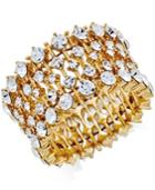 Abs By Allen Schwartz Gold-tone Multi-crystal Stretch Bracelet