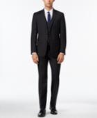 Calvin Klein Men's X-fit Charcoal Plaid Vested Slim Fit Suit