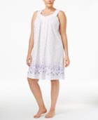 Charter Club Plus Size Border-print Short Nightgown, Only At Macy's