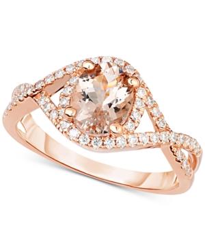 Morganite (1-1/5 Ct. T.w.) & Diamond (1/3 Ct. T.w.) Ring In 18k Rose Gold