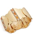 Thalia Sodi Gold-tone Bead And Pave Hammered Disc Stretch Bracelet, Only At Macy's