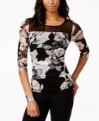 Inc International Concepts Petite Printed Illusion Top, Only At Macy's