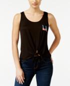 Pretty Rebellious Juniors' La Graphic Tie-front Tank