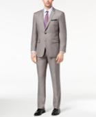 Perry Ellis Men's Slim-fit Stretch Silver Solid Suit