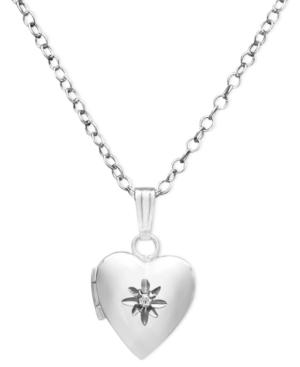 Children's Sterling Silver Necklace, Diamond Accent Heart Locket