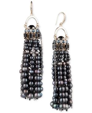 Carolee Gold-tone Pave, Stone & Cultured Freshwater Pearl (3-6mm) Pendulum Tassel Earrings