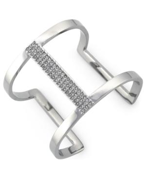 Vince Camuto Bracelet, Silver-tone Glass Crystal Cut-out Cuff Bracelet