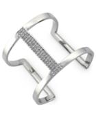 Vince Camuto Bracelet, Silver-tone Glass Crystal Cut-out Cuff Bracelet