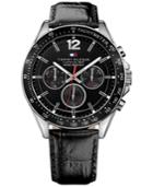 Tommy Hilfiger Men's Black Leather Strap Watch 46mm 1791117