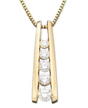 Diamond Necklace, 14k Gold Five-stone Diamond Journey Pendant (1 Ct. T.w.)