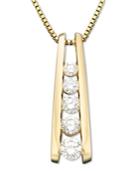 Diamond Necklace, 14k Gold Five-stone Diamond Journey Pendant (1 Ct. T.w.)