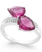 Pink Sapphire (4 Ct. T.w.) And Diamond Accent Statement Ring In 14k White Gold