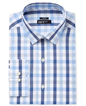 Bar Iii Men's Slim-fit Stretch Blue Bold Multi Gingham Dress Shirt, Only At Macy's