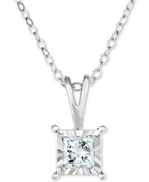 Trumiracle Diamond Princess Solitaire 18 Pendant Necklace (1/2 Ct. T.w.) In 14k White Gold