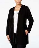 Charter Club Petite Faux Leather-trim Cardigan, Only At Macy's