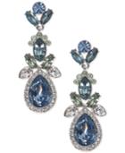 Givenchy Silver-tone Blue Crystal Halo Double Drop Earrings