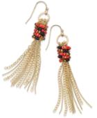 Thalia Sodi Gold-tone Red Fringe Earrings, Only At Macy's