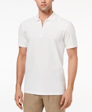 Ryan Seacrest Distinction Men's Slim-fit White Textured 1/4-zip Polo, Created For Macy's