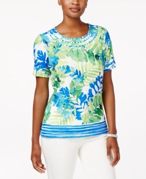 Alfred Dunner Petite Tropical-print Top