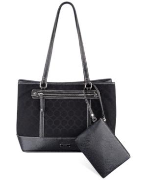 Nine West Signature Jacquard Tote With Wristlet