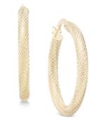 Textured Mesh-look Hoop Earrings In 10k Gold