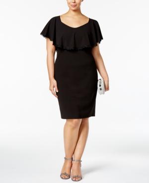 Betsy & Adam Plus Size Lace-trim Overlay Sheath Dress