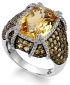 Sterling Silver Citrine (9-3/8 Ct. T.w.) And White Topaz (1/2 Ct. T.w.) Ring