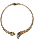 Betsey Johnson Gold-tone Multi-stone Fox Hinged Collar Necklace