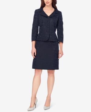 Tahari Asl Portrait-collar Jacquard Skirt Suit
