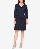 Tahari Asl Portrait-collar Jacquard Skirt Suit