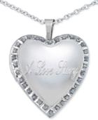 Diamond Accent Love Story Heart Pendant Necklace In Sterling Silver