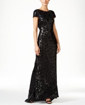 Calvin Klein Sequined Cap-sleeve Gown