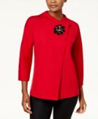 Jm Collection Asymmetrical Embellished Cardigan, Created For Macy's