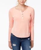 American Rag Juniors' Ruffled-back Henley Top, Created For Macy's