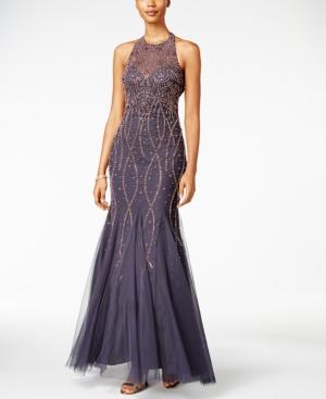 Xscape Beaded Open-back Mermaid Gown