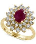 Amore By Effy Certified Ruby (1-3/8 Ct. T.w.) And Diamond (3/4 Ct. T.w.) Statement Ring In 14k Gold, Created For Macy's