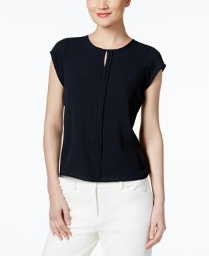Calvin Klein Petite Cap-sleeve Keyhole Top