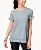 Style & Co Ruffled Crew-neck T-shirt In Regular & Petite Sizes, Created For Macy's