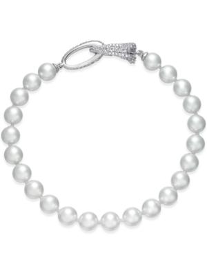 Danori Silver-tone Imitation Pearl & Pave Link Bracelet, Created For Macy's