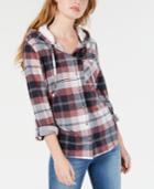 Polly & Esther Juniors' Plaid Faux Fur-trimmed Hoodie