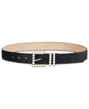 I.n.c. Imitation-pearl Velvet Belt, Created For Macy's