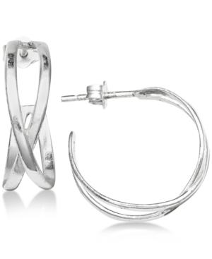 Giani Bernini Crisscross Hoop Earrings In Sterling Silver, Created For Macy's